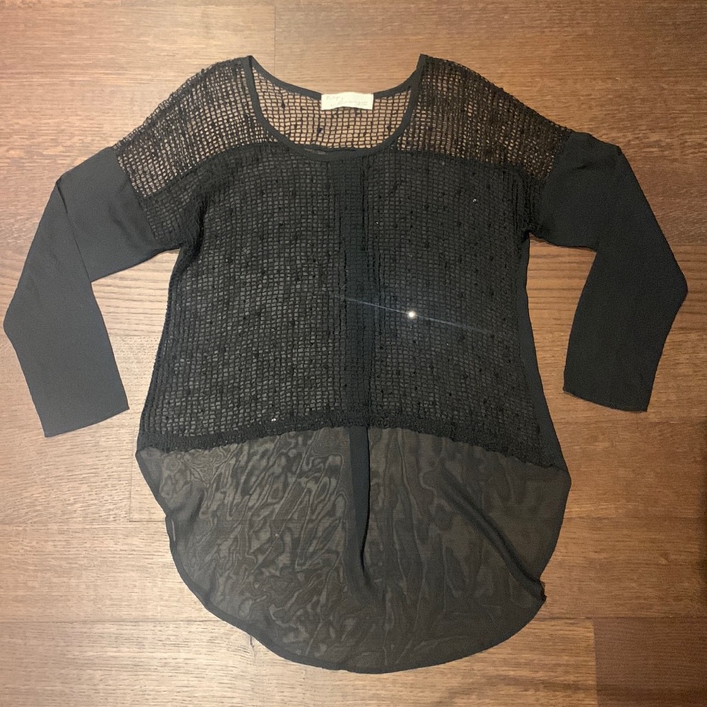 Netted Shirt with Sheer Back and Sequins